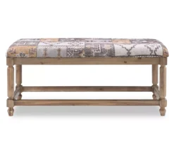 Moroccan Tapestry Upholstered Rustic Driftwood Bench 17 Moroccan Tapestry Upholstered Rustic Driftwood Bench -Northlight Outlet Home Store 810543274 3