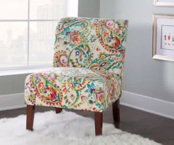 Danna Multicolor Upholstered Paisley Curved Back Slipper Chair -Northlight Outlet Home Store 810543301 6