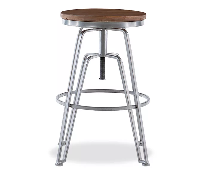 Brown Wood & Chrome Adjustable Swivel Bar Stool 3 Brown Wood & Chrome Adjustable Swivel Bar Stool - Image 3