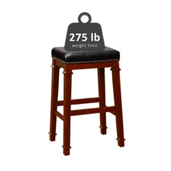 Clark Dark Cherry & Black Upholstered Faux Leather Backless Bar Stool -Northlight Outlet Home Store 810543402 5