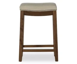 Brooke Natural & Dark Brown Backless Padded Counter Stool -Northlight Outlet Home Store 810543416 3