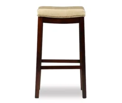 Brooke Beige & Dark Brown Faux Leather Backless Padded Bar Stool -Northlight Outlet Home Store 810543427 3