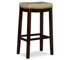 Brooke Beige & Dark Brown Faux Leather Backless Padded Bar Stool -Northlight Outlet Home Store 810543427 4