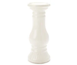 Ivory Ceramic Pillar Candle Holder, (10")