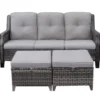 Real Living Rockbridge All-Weather Wicker Cushioned Patio Sofa & Ottoman Set