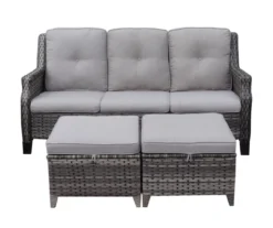 Real Living Rockbridge All-Weather Wicker Cushioned Patio Sofa & Ottoman Set