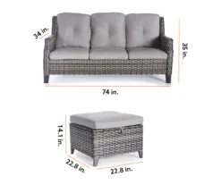 Real Living Rockbridge All-Weather Wicker Cushioned Patio Sofa & Ottoman Set -Northlight Outlet Home Store 810544462 991