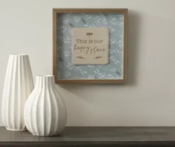 "This Is Our Happy Place" Blue & Brown Dragonfly Botanical Framed Wall Plaque -Northlight Outlet Home Store 810546203 2