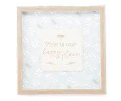 "This Is Our Happy Place" Blue & Brown Dragonfly Botanical Framed Wall Plaque