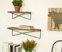 Brown & Black Cross-Bar 2-Piece Wall Shelf Set -Northlight Outlet Home Store 810546439 5