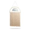 Brown Tassel-Accent Suspended Boho Semicircle Wall Mirror, (67.75")
