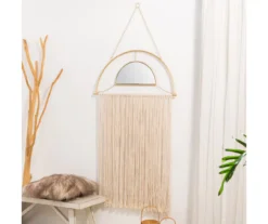 Brown Tassel-Accent Suspended Boho Semicircle Wall Mirror, (67.75") -Northlight Outlet Home Store 810546453 8