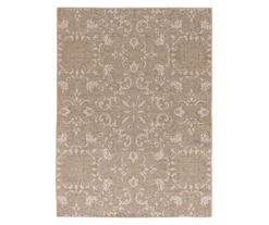 Sandpointe Tan & Ecru Damask Outdoor Area Rug, (5' X 7') -Northlight Outlet Home Store 810546500 810546501 810546502 1
