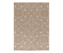 Sandpointe Tan & Ecru Damask Outdoor Area Rug, (5' X 7') -Northlight Outlet Home Store 810546502 810546501 810546500 1