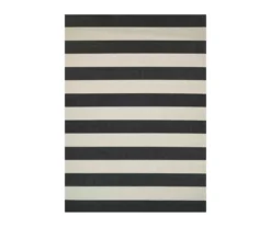 Afuera Onyx & Ivory Stripe Outdoor Area Rug -Northlight Outlet Home Store 810547478