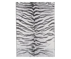 Dolce Ivory & Black Bengal Stripe Outdoor Area Rug, (5' 3" X 7.5')