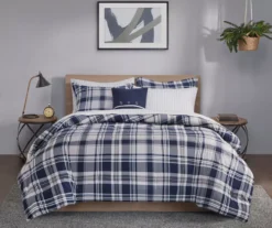 Navy Plaid Leroy Reversible California King 8-Piece Comforter Set