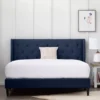 Isabelle Navy Upholstered Twin Wingback Bed