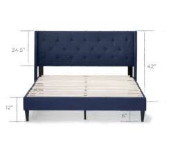 Isabelle Navy Upholstered Twin Wingback Bed -Northlight Outlet Home Store 810547602 810547606 810547614 810547610 3