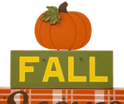 "Fall, Leaves, Pumpkin" Pumpkin & Letter Block LED Tabletop Decor -Northlight Outlet Home Store 810547823 4