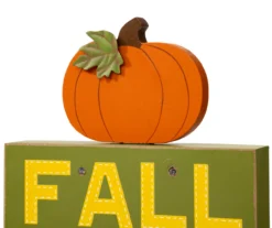 "Fall, Leaves, Pumpkin" Pumpkin & Letter Block LED Tabletop Decor -Northlight Outlet Home Store 810547823 5