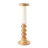 Brown & Beige 2-Tone Ripple-Pillar Candle Holder, (16")