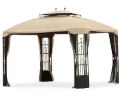 Bay Window Double Finial Gazebo Beige Replacement Riplock Canopy & Side Mosquito Netting Set