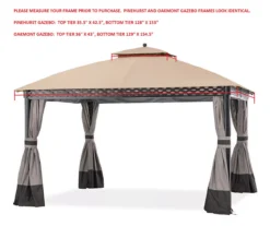 Pinehurst Gazebo Beige Replacement Riplock Canopy & Side Mosquito Netting Set -Northlight Outlet Home Store 810549371 31
