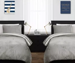 Gray Stripe Plush Comforter Set