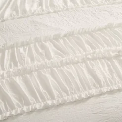 Nova White Ruffled Full/Queen 3-Piece Comforter Set 13 Nova White Ruffled Full/Queen 3-Piece Comforter Set -Northlight Outlet Home Store 810552875 31