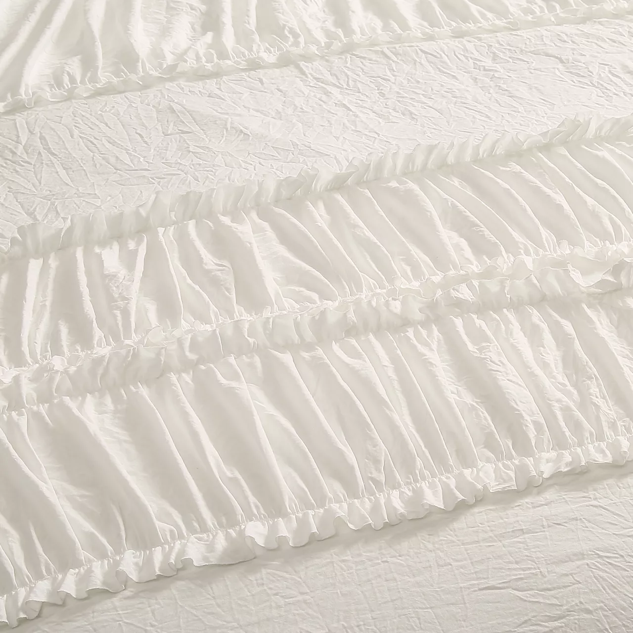 Nova White Ruffled Full/Queen 3-Piece Comforter Set 7 Nova White Ruffled Full/Queen 3-Piece Comforter Set - Image 7