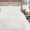 White Diamond Lattice Pom-Pom King 3-Piece Comforter Set