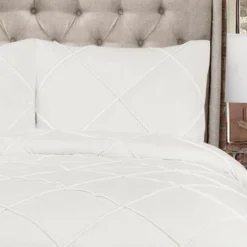 White Diamond Lattice Pom-Pom King 3-Piece Comforter Set 10 White Diamond Lattice Pom-Pom King 3-Piece Comforter Set -Northlight Outlet Home Store 810552908 11
