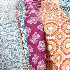 Fuchsia & Orange Bohemian Pattern Stripe Full/Queen 3-Piece Quilt Set -Northlight Outlet Home Store 810552951 41