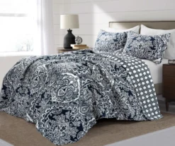 Aubree Navy & White Full/Queen 3-Piece Quilt Set -Northlight Outlet Home Store 810552957 11