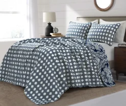 Aubree Navy & White Full/Queen 3-Piece Quilt Set -Northlight Outlet Home Store 810552957 2