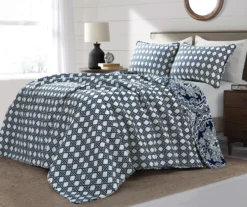 Aubree Navy & White Full/Queen 3-Piece Quilt Set -Northlight Outlet Home Store 810552957 21