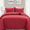 Ava Red Diamond-Quilted Full/Queen 3-Piece Quilt Set
