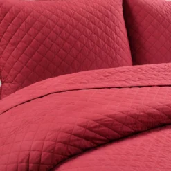 Ava Red Diamond-Quilted Full/Queen 3-Piece Quilt Set 9 Ava Red Diamond-Quilted Full/Queen 3-Piece Quilt Set -Northlight Outlet Home Store 810552962 2