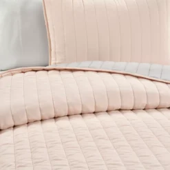 Soft Rose Stripe All-Season Twin XL 2-Piece Coverlet Quilt Set 12 Soft Rose Stripe All-Season Twin XL 2-Piece Coverlet Quilt Set -Northlight Outlet Home Store 810552973 21