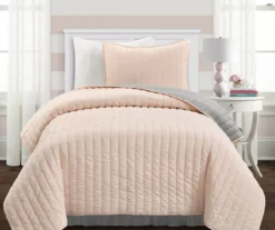 Soft Rose Stripe All-Season Twin XL 2-Piece Coverlet Quilt Set