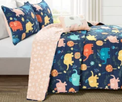Hygge Navy & Pastel Elephant Full/Queen 4-Piece Quilt Set -Northlight Outlet Home Store 810553000 11