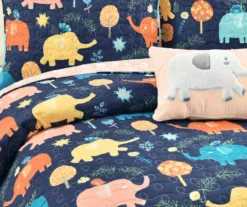 Hygge Navy & Pastel Elephant Full/Queen 4-Piece Quilt Set -Northlight Outlet Home Store 810553000 2