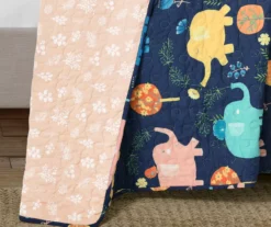 Hygge Navy & Pastel Elephant Full/Queen 4-Piece Quilt Set -Northlight Outlet Home Store 810553000 4