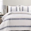 Beige & Navy Stripe Full/Queen 3-Piece Quilt Set