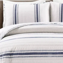 Beige & Navy Stripe Full/Queen 3-Piece Quilt Set -Northlight Outlet Home Store 810553005 21