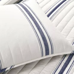 Beige & Navy Stripe Full/Queen 3-Piece Quilt Set -Northlight Outlet Home Store 810553005 4