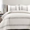 Beige & Gray Stripe Full/Queen 3-Piece Quilt Set