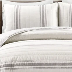 Beige & Gray Stripe Full/Queen 3-Piece Quilt Set -Northlight Outlet Home Store 810553006 21