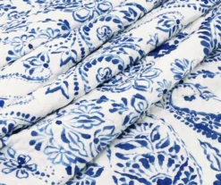 Erindale White & Blue Floral Paisley Full/Queen 3-Piece Quilt Set -Northlight Outlet Home Store 810553071 4